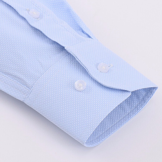 
Shanshan white shirt men's long-sleeved business casual formal wear middle-aged free iron work free iron shirt TCT3882 blue jacquard 43