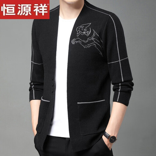 Hengyuanxiang high-end new spring and autumn men's wool knitted cardigan jacket men's middle-aged fashion versatile sweater jacket trend camel M reference 90-110Jin [Jin equals 0.5 kg]