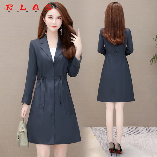 RLAS Hangzhou Italian French red windbreaker jacket for women Spring and Autumn 2025 new style small hi mother-in-law mother mid-length coat red L 170