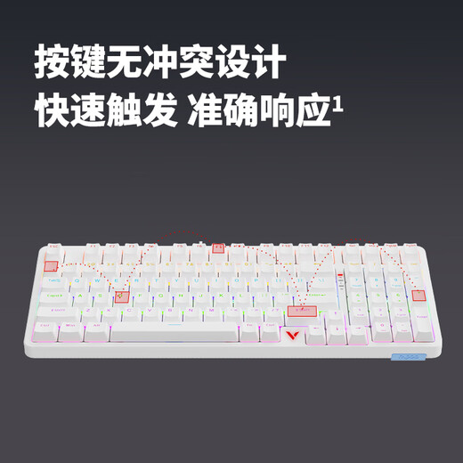 Rapoo V500PRO-98 Backlit wired mechanical keyboard Home office e-sports games 98 key arrangement layout Two-color injection molded key cap Full key collision-free design V500PRO-98 [Black blue axis]