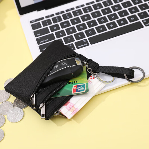 Jiemo Coin Wallet Women Leinwand Handhält kleiner Beutel Student Kurzmini kleiner Geldbeutel Kartenbeutel Herren Reißverschluss Key Coin -Tasche Schwarz