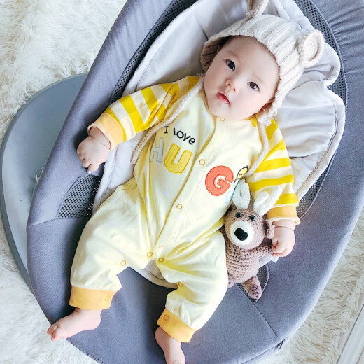 Kalawa baby clothes onesies men's and women's baby clothes four seasons spring autumn summer clothes newborn underwear rompers white bear 6m (66 recommended 3-6 months)