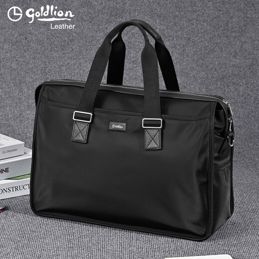 Goldlion men's handbag 2025 new Oxford cloth large capacity casual fashion men's bag computer business men's briefcase black large size 46*34*15CM large bag 17 inches