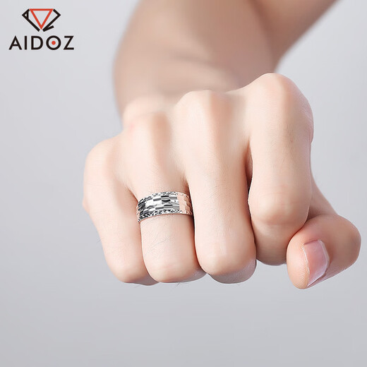 Aido diamond platinum ring for men, pt950 platinum, wide-faced live flower ring, adjustable, weight 7.7-7.9 grams, width about 9mm