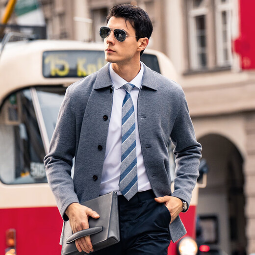 Mr. Bu Business Lapel Wool Cardigan Men's Spring y Autumn Chaqueta de bolsillo de bolsillo de doble cara BT12358 Liquidación de código roto Negro 2xl (185)