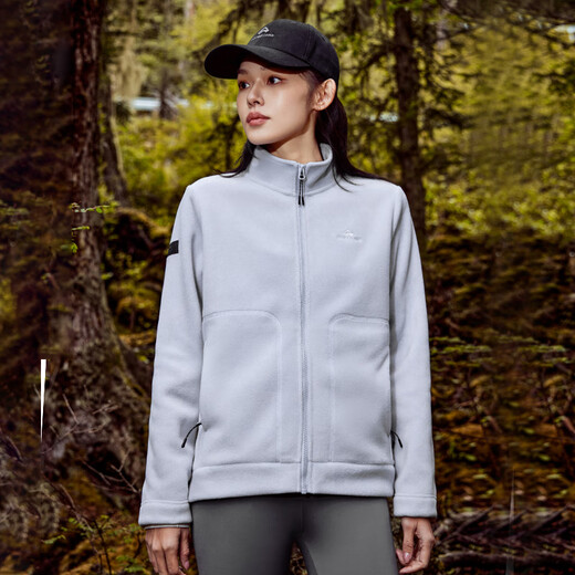 Pathfinder Polar Fleece Jacket Men's Stand Collar Autumn and Winter Fleece Jacket Liner Thickened Warm Jacket Women's Outdoor Casual Top Off-White M