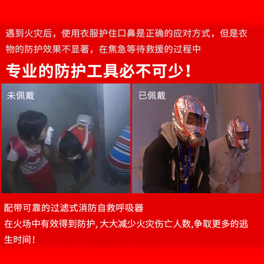 Lanfu Bluefu Fire Escape Mask National Standard 3C-Zertifizierung TZL30 Rauchsicheres Gummi-Masken-gefilterte leuchtende Silikon-Respirator 3C-Zertifizierung [Gummistil] Fire Mask-1 Pack