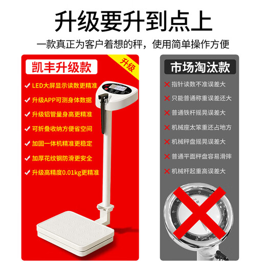 凯丰身高体重秤测量仪成人儿童学校幼儿园医院体检药店用高精准充电电子秤一体机  黑色款