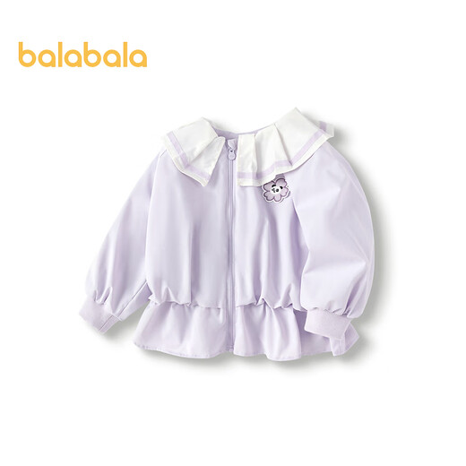 Balabala baby coat girl top casual clothes lotus leaf collar splicing fresh natural lively cute sweet and cute pink purple 70032 100