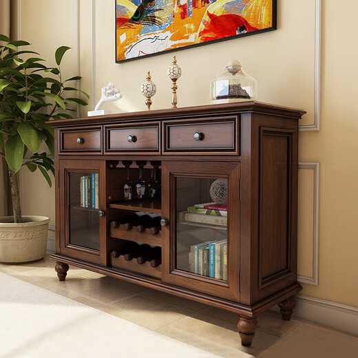 Kafanluo American country solid wood dining table restaurant dining table retro small apartment dining table and chair combination ash wood single sideboard all solid wood