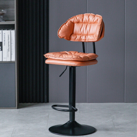 Qianniuwei bar chair modern simple swivel bar stool home backrest bar chair cashier lifting light luxury bar stool dark gray high model (sitting height 60-80cm) black feet