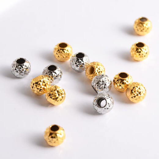 Yuyao 18k gold beads, bouncy beads, cat eye beads, laser beads, explosive beads, pure small gold separated beads, transfer loose beads, accessories, bright surface, 3mm thickened 2 pieces - flashy bouncy beads-18k gold