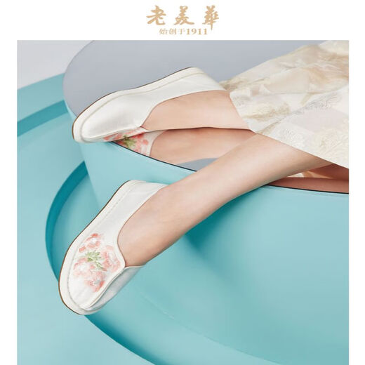 
Old American [Begonia] Traditional women's thousand-layer sole embroidered mugwort cloth shoes Chinese style summer white 36