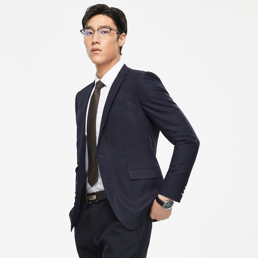 雅戈尔 西服男士 2021秋冬季青年男套西上衣 VOHQ250010FCY上衣 深蓝 175/96A