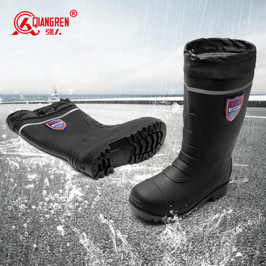 Hombre fuerte Botas de lluvia de tubos altos atados con zapatos de agua de pesca buceante Zapatos de lavado de autos Trabajo de cultivo Zapatos de goma de lluvia YX-708 Negro 40