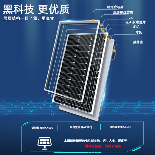 Xushansi Ak Einkristall -Silizium -Solarphotovoltaik -Panel 200 -W -Haushaltsfotovoltaik -Stromerzeugung 12V/24 -V -Speichereinkristall 250 W 18V15870 cm mit einer 90 cm -Linie