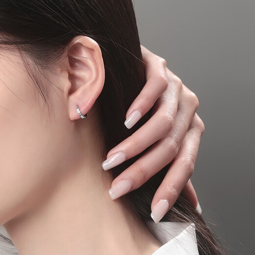 Safir platinum earrings for women Pt950 platinum geometric ring-shaped engraved platinum car flower earrings as a birthday gift for girlfriend, about 1.20 grams