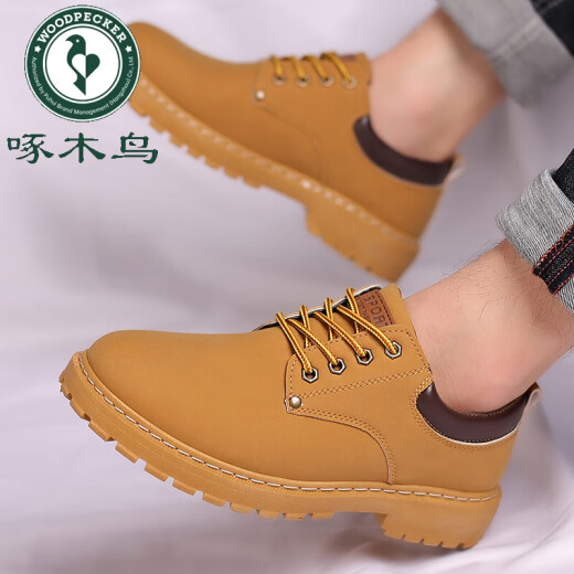 Woodpecker 2025 nuevos zapatos para hombres Martin Boots Men a los zapatos de trabajo bajo para hombres Boot Boot Boot Boots Men's sin deslizamiento de cuero para usar botas tácticas resistentes a ropa 13160 Negro 41 [tamaño medio que zapatos deportivos]