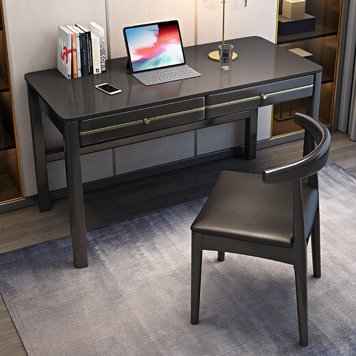 MUYESIYU is in stock quickly. Nordic solid wood computer desk, student study desk, home minimalist light luxury desk, walnut color - solid wood single table 120*60*75cm, double drawers