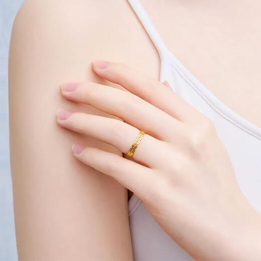 KUXA Shenzhen Shuibei Gold Lucky Copper Coin Ring 999 Pure Gold Ancient Method Ring for Men and Women Couples Gifts for Girlfriends Rose Gift Box Consult Online Customer Service to Place an Order No. 14