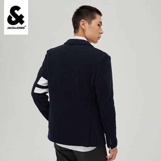 Jack Jones Autumn Men's Solid Color Versatile Texture High Street Fashion Casual Suit 222308007 Navy Blue M