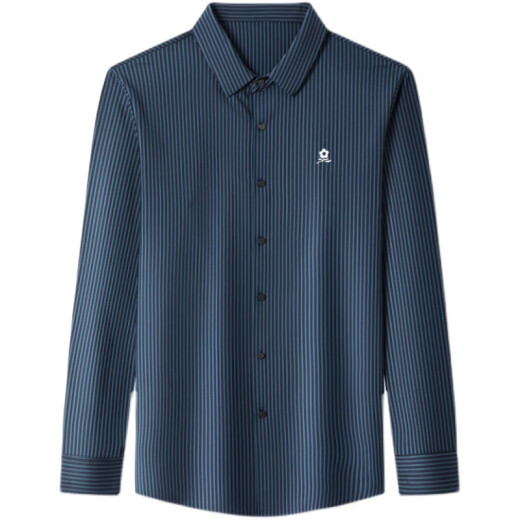 Mengtejiao Mulberry Mulberry Silk Camisa de manga larga Autumn de mediana edad El traje de negocios a rayas de papá 9928-Black 165/m adecuado para 100-115Jin [Jin iguala 0.5 kg]