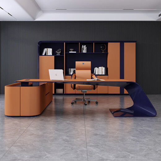 FUJIN Italian-style boss table, president table, light luxury, modern high-end villa executive desk, office leader desk and chair combination, customizable color and size