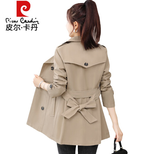 Pierre Cardin (pierre cardin) windbreaker women's wear early spring and autumn 2025 new style this year's popular tops small mid-length coat coat dark green (with lining) XL (115-130Jin Jin equals 0.5 kg)