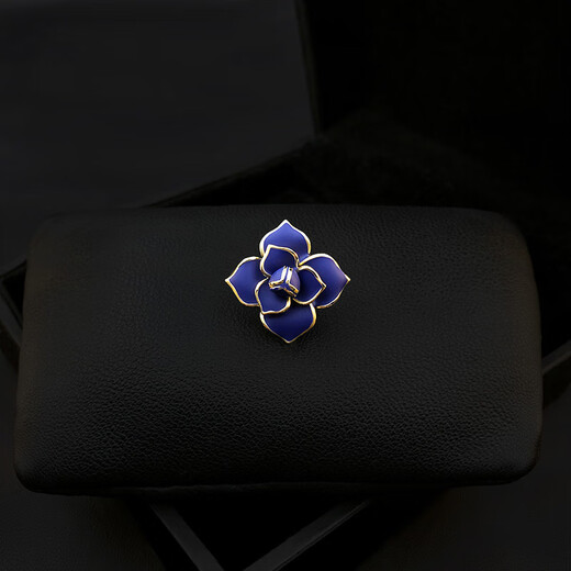 
VanCalen brooch men's enamel flower small brooch men and women's suit suit collar buckle pin hair goddess' day gift gold edge deep blue