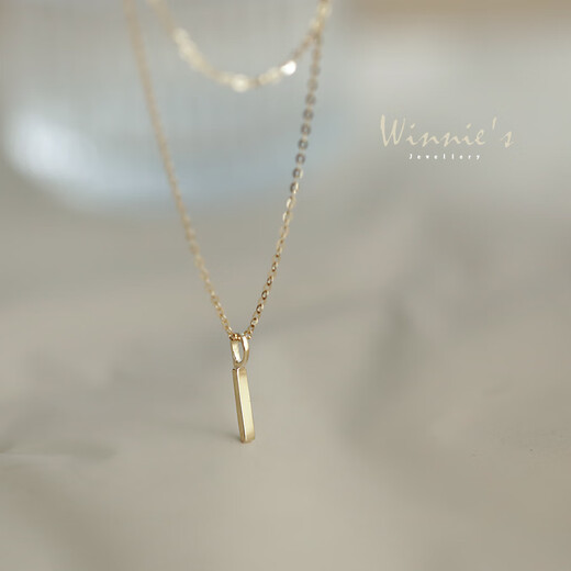 Yuanzu winnies customized 9k gold Au375 one-word shape glossy simple style mini k gold pendant that does not fade