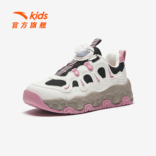 ANTA Children's Shoes Children's Sports Shoes for Girls 2025 Autumn New Trendy and Comfortable Brownie Student Casual Running Shoes Brownie Black/Ivory White/Lotus Root-3 Size 36