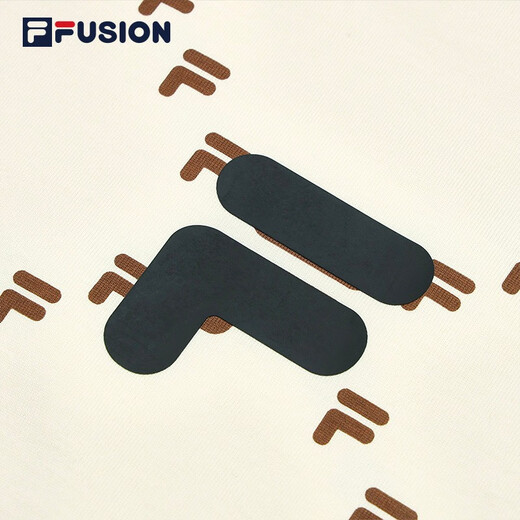 FILA FUSION trendy couple short-sleeved T-shirt in summer loose casual presbyopia full print round neck men and women top antique white-IV XL (180)