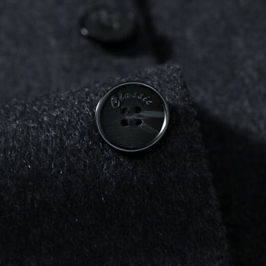 Fazeya恒源祥集团桑蚕丝中山装立领西服男羊毛呢外套修身商务休闲爸爸装 黑色（三颗扣） XL (180) （建议140-160斤）