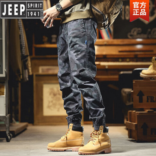 Jeep Spirit American Camouflage Hosen Männer Lose Krawatten im Freien Frühlings- und Herbsthosen Männer lässige Hosen Trendy Retro Work Hosen Männer A679 Tarnung Khaki 33 zwei Füße sechs