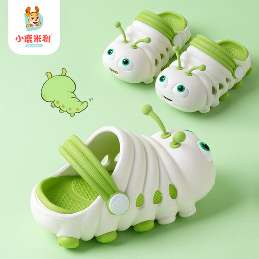 Little Deer Moli Children's Slippers Boys Boys Summer Anti-Slip Immasproof Soft Sole Lightweight Breathable Kids Baby Caterpillar Apple Green Inner Longueur 15cm