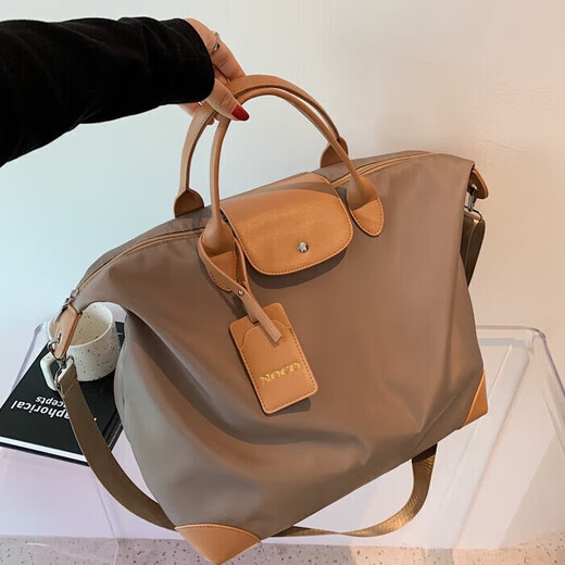 茉詺旅行收纳包防水牛津布健身包出差短途行李包单肩斜跨大容量运动包 健身旅行包【卡其】