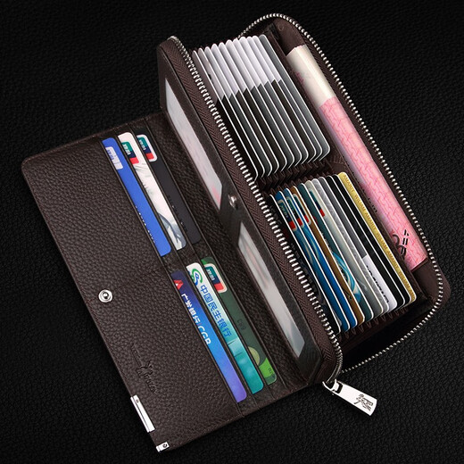 Williampolo Paul Antift Brush Portefeuille Men de vache de vache à longue durée de vache à longue durée de vache à longueur de vache pour hommes Sac à cartes multi-fonctions multi-cartes à carte multi-barre