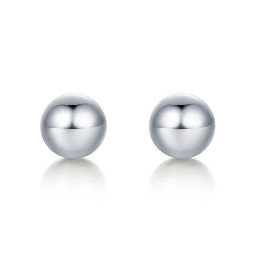 Liuguifu Jewelry Platinum Earrings Women's Pt950 Earrings Earrings Glossy Round Beads Plain Style Birthday Gift 1.05g