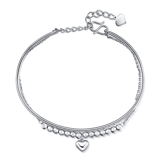 Pt.Charm Platinum Bracelet pt950 Elegant Heart Double Layer Women's Bracelet Jewelry Handmade Birthday Gift Platinum Bracelet for Girlfriend If it is not in stock, it can be customized. Take 5.65g as an example