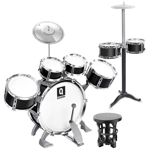 俏娃宝贝 儿童架子鼓爵士鼓音乐玩具2打击乐器1早教3一6岁小男孩生日礼物5 黑：带落地鼓7鼓2镲+配鼓谱+鼓贴