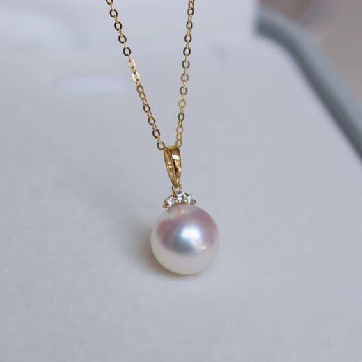 Bhiodha seawater pearl necklace 18k gold freshwater pendant head eyelash style zircon bright single Zhuji freshwater pendant head freshwater style