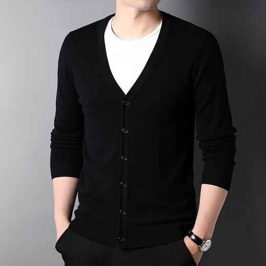 Hengyuanxiang lana pura cárdigan para hombres con cuello en V de otoño de otoper de otoper de invierno y ropa de ropa joven y ropa joven gris l 175/50/110