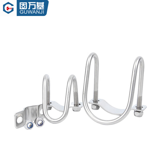 Guwanji 304 stainless steel double U-shaped screw buckle cross U-shaped bolt pipe clamp special-shaped hoop greenhouse pig husbandry M6x20x20 4 points card 4 points (1 piece)