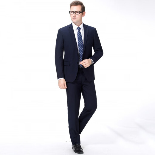 Hong Kong Classic Car Business formeller Anzuganzug Anzug Hersteller Anzug Bräutigam Best Man Hochzeitskleid Marke mittleren Alters Middle Color Wolle Anzug High -End -Jacke regulärer Stil 9721 Stil - Marineblau 185/100a - Hosengröße bitte hinterlassen