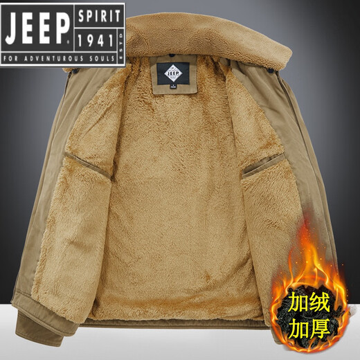 Jeep Spirit2025 Jacke Herren Winter Revers plus Fleece verdickte Jacke Baumwollshorts mittlere Baumwollkleidung im mittleren Alter Militär 3xl