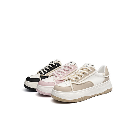 Libellule rouge Chaussures de planche épaisses Nouvelles couleurs de contraste pour femmes chaussures de sport rétro tricotées Frail College Dissous chaussures WTB13579 Pink 35