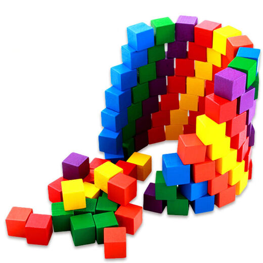 Pequeños bloques de construcción de color Matemáticas cuadradas Matemáticas Ayudas de enseñanza Cubo para niños Madera cuadrada Juguetes de jardín de infantes de jardín
