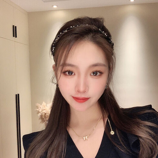 Xiangwan headband black rhinestone headband women's high-end going out hairpin hairpin face wash headband pressure hair headband headwear