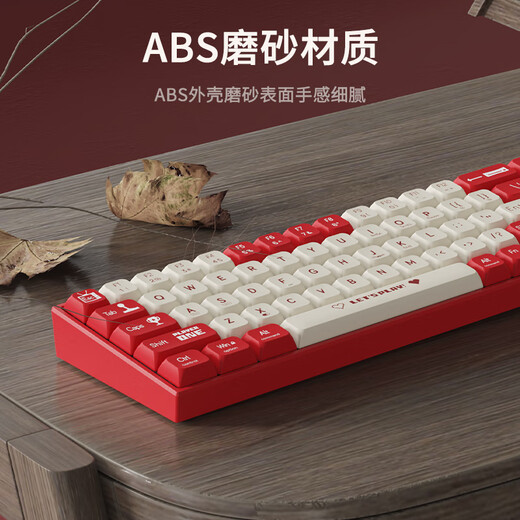 黑爵（AJAZZ）AK680有线机械键盘 双拼键帽 68键 全键热插拔 客制化机械键盘 混彩灯效 便携小巧 灰白 红轴	