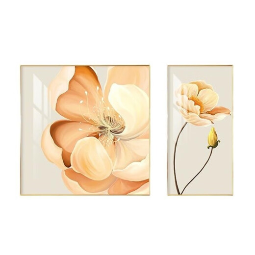 Pintura de pared de dormitorio de flores simple comúnmente escrita Moderia de flores SOMBRES COOL CALINGO Sala de estar Mural dormitorio principal Pintura colgante K12119 80*80 + 40*80 Película de tela + PS Marco